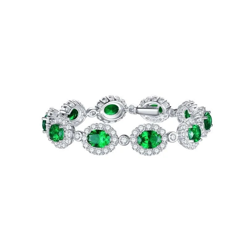 "Virent Arcanum" May Birthstone Emerald Bracelet Platinum Plated