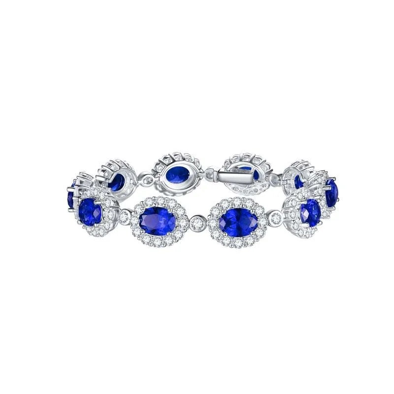 "Saphire Obscura" September Birthstone Sapphire Bracelet Platinum Plated
