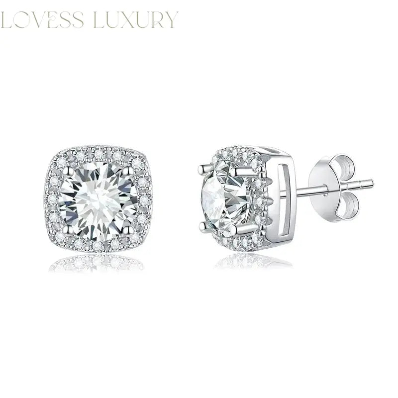 "Culture" Lab Grown Stone Earrings White Gold Plated Lovess Luxury