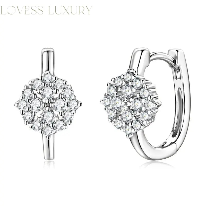 "Silverstone" Lab Grown Stone Earrings White Gold Plated Lovess Luxury