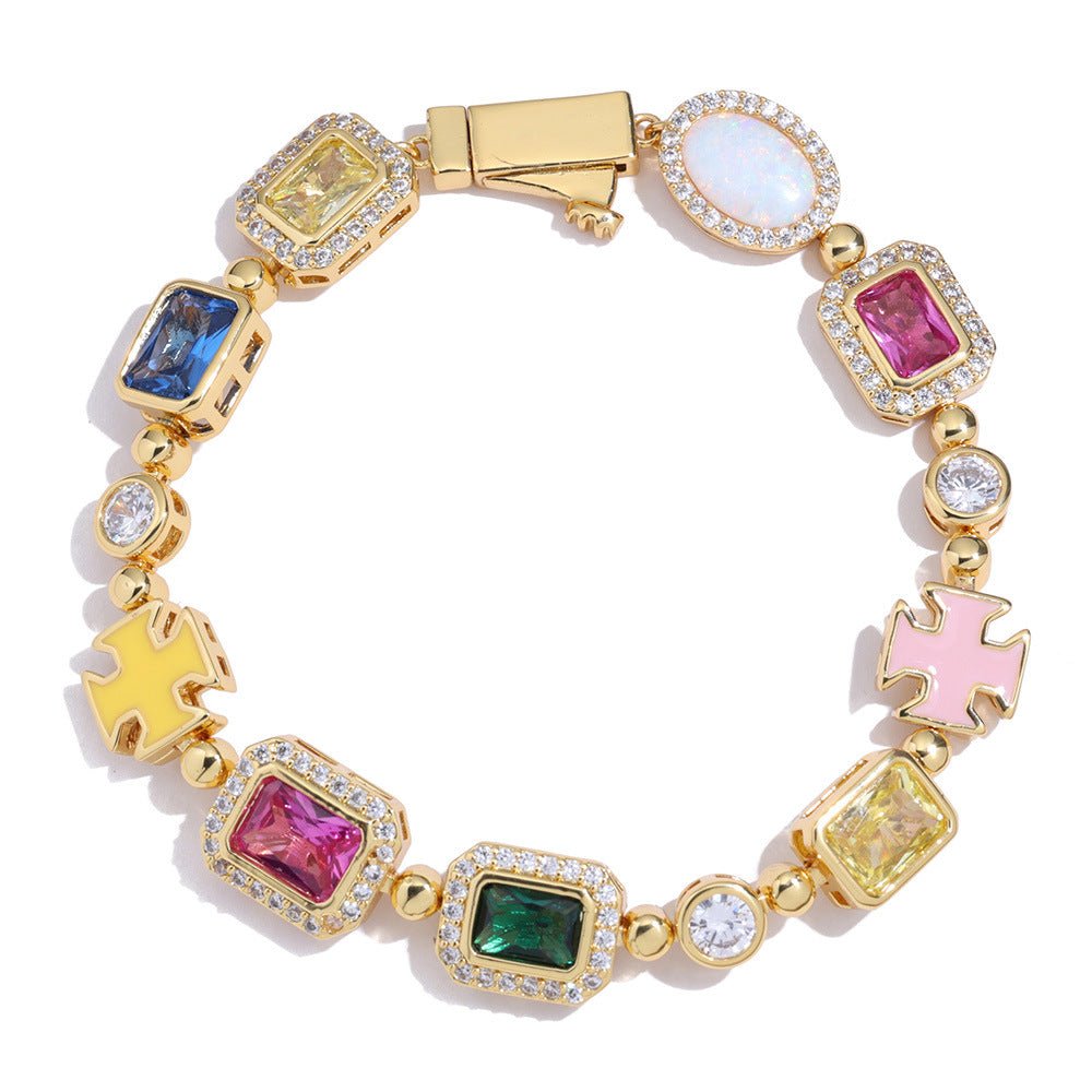 CROSS & OPAL BRACELET - SILVER - LovesLuxury