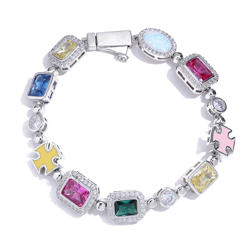 CROSS & OPAL BRACELET - SILVER - LovesLuxury