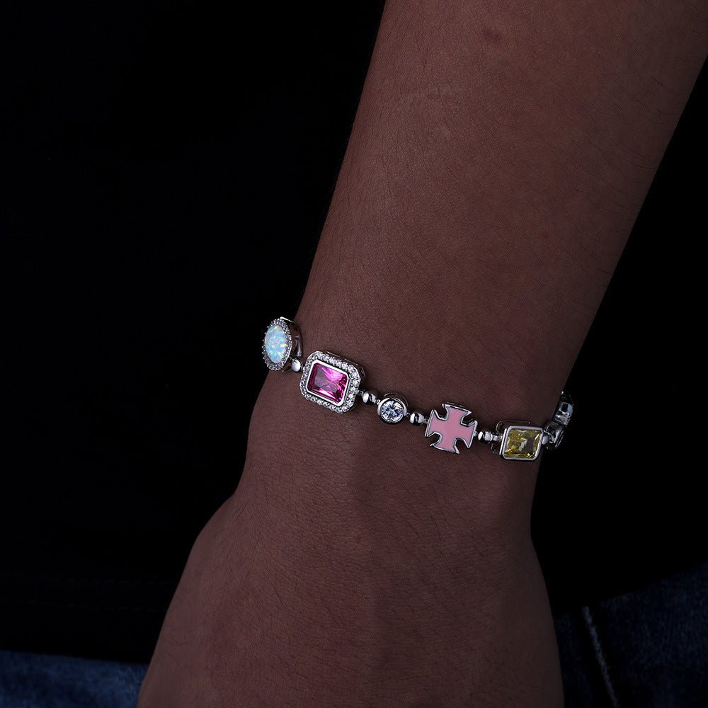 CROSS & OPAL BRACELET - SILVER - LovesLuxury